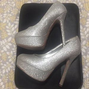 Brash Silver Glittered Heels